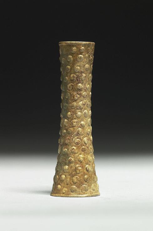 喇叭形谷纹玉管（一对）