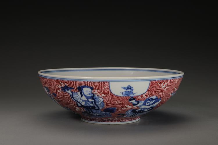 光绪款青花釉里红八仙图碗