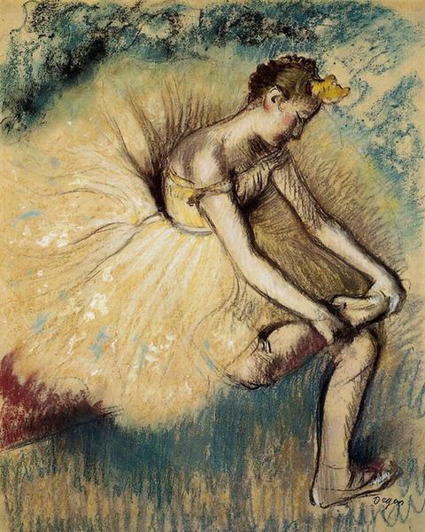 Dancer Putting on Her Slipper - 1896 - Private collection - pastel