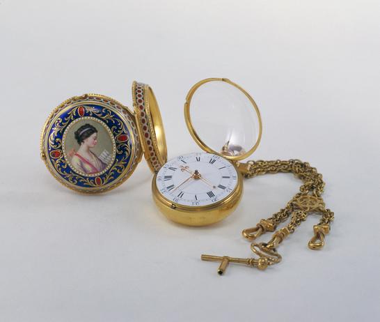 铜镀金壳画珐琅怀表