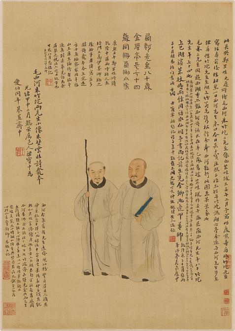 毛奇龄朱彝尊像轴