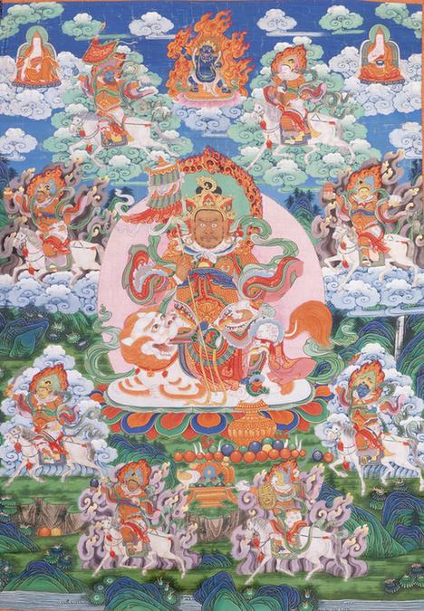 清人财宝天王像轴