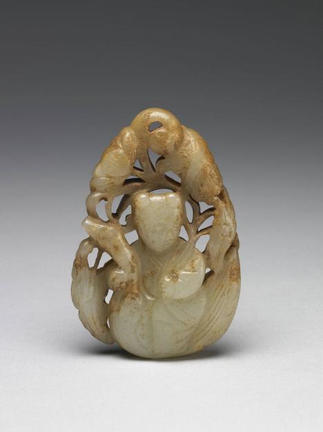 童子戏鹅玉霞帔坠