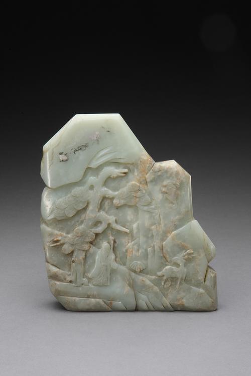 青玉雕福禄寿山子