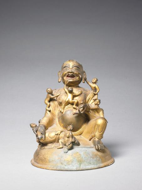 铜鎏金弥勒佛坐像