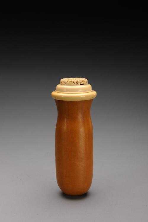 匏制光素象牙雕缠枝葫芦梅花纹盖蝈蝈笼