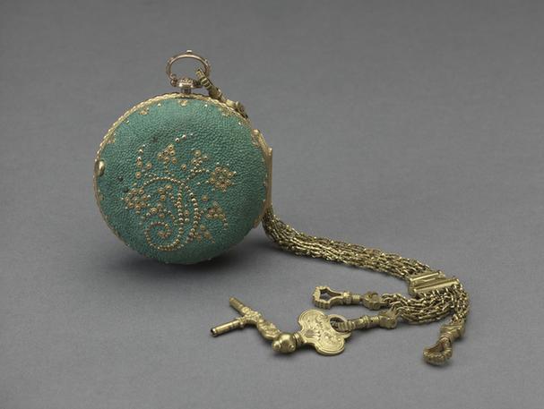 铜镀金壳镶玛瑙怀表