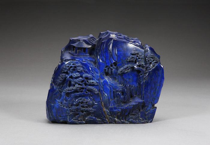 青金石松泉人物山子