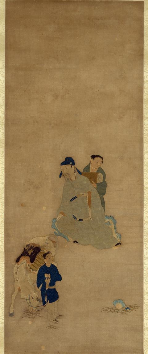 衣线绣文昌出行图轴