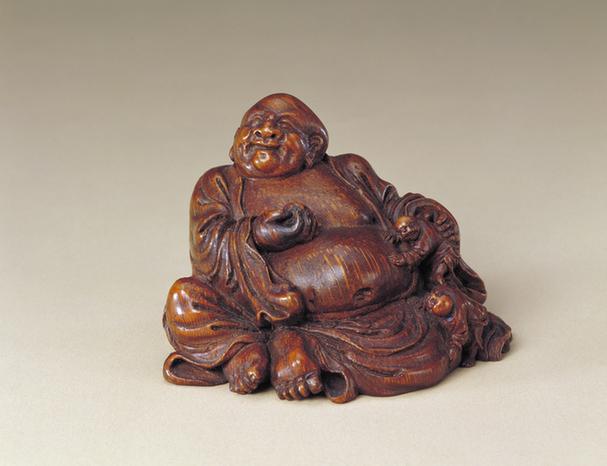 封锡禄款竹根雕布袋和尚