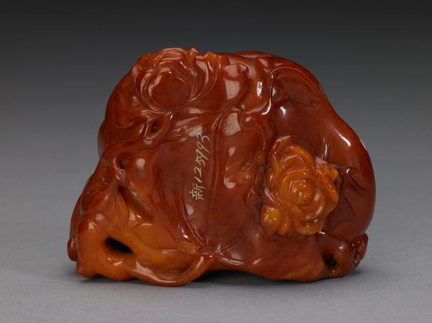 蜜蜡牡丹纹叶式洗