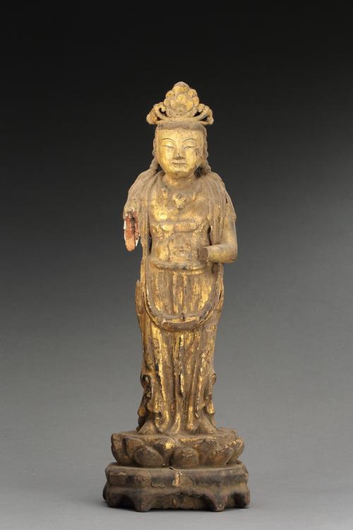 木雕金漆菩萨立像