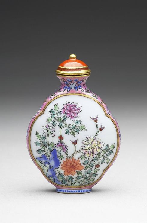 粉彩御制诗花卉纹鼻烟壶