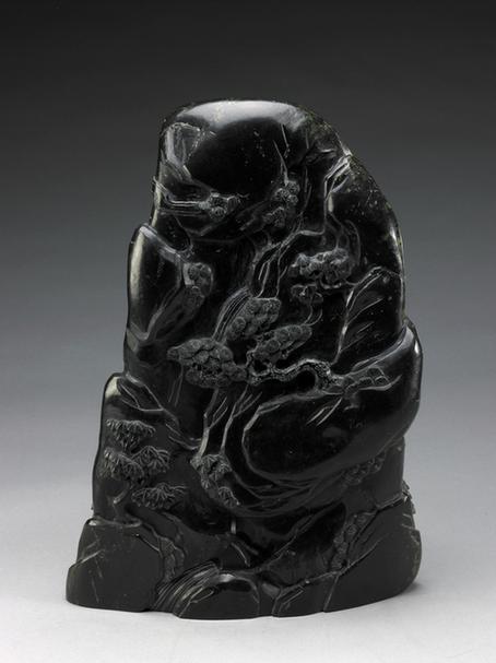 碧玉米颠拜石图山子