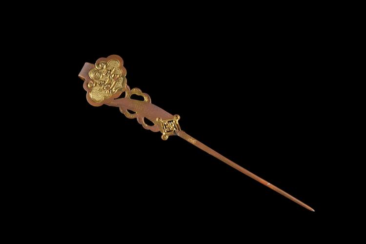 铜镀金如意纹簪