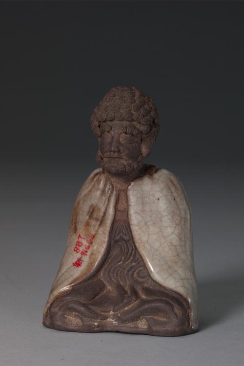 石湾窑仿哥釉坐佛像