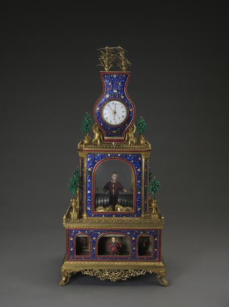 铜镀金珐琅瓶式钟