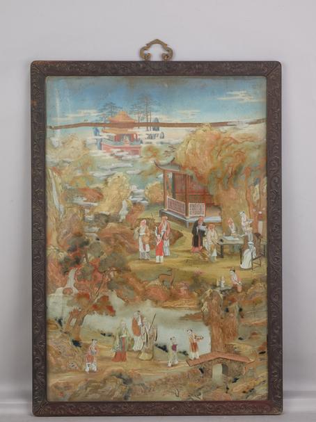 木边画玻璃山水图挂屏