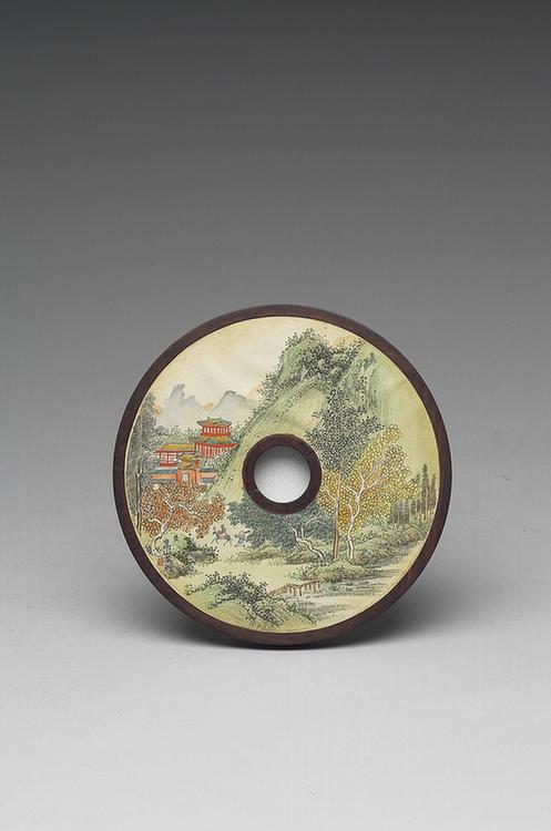 嵩山画山水图，益寿镜木托附件