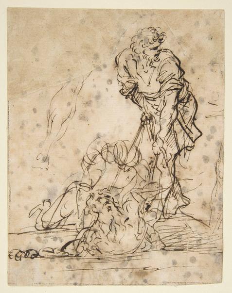 Salvator Rosa--Studies for a Figure Lifted from a Grave