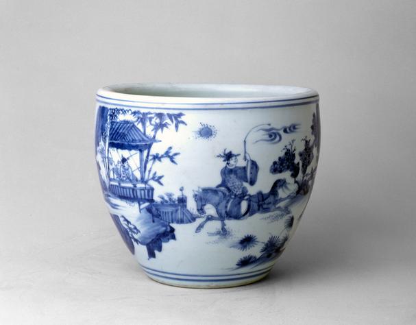 青花人物故事图缸