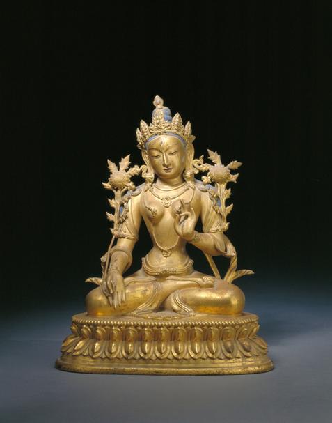 铜鎏金白救度佛母像