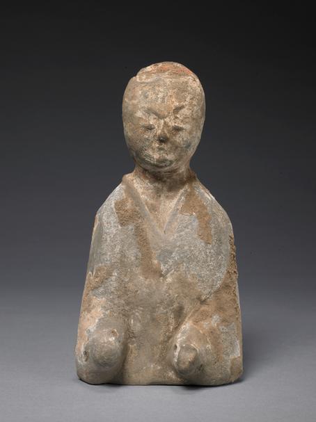 陶画彩女跪俑