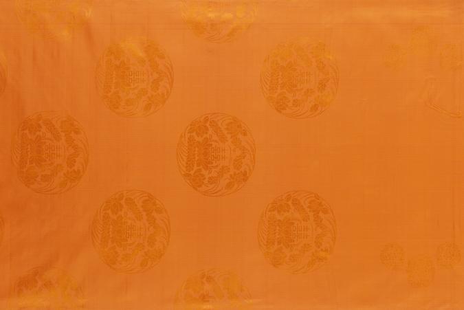 杏黄色莲花双喜纹江绸