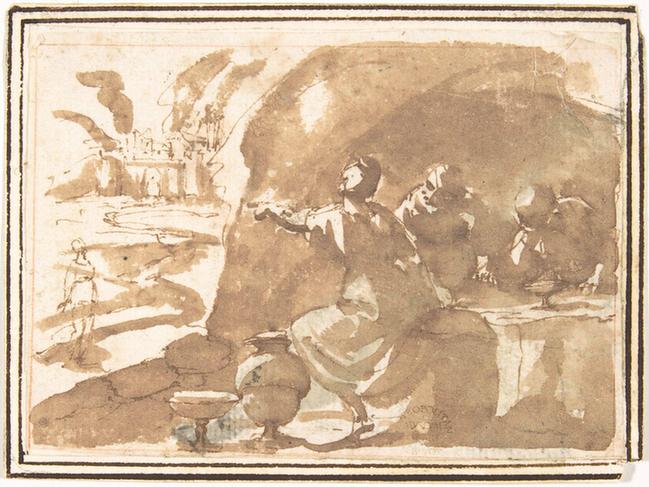 attributed to Francesco Allegrini--Lot and His Daughters