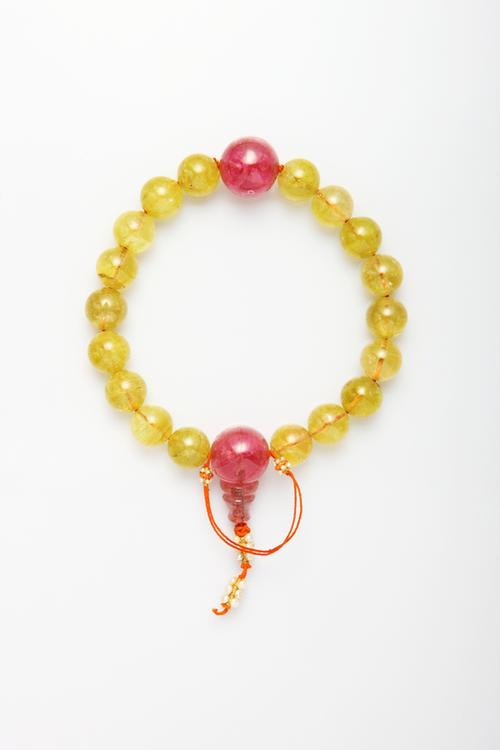 黄碧玺带珠饰十八子手串