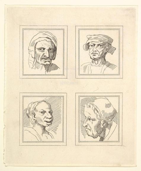 After Wenceslaus Hollar--Four Heads