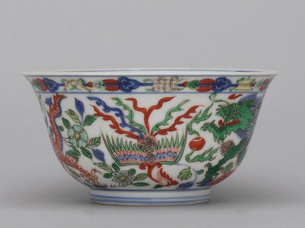 康熙款五彩龙凤纹碗