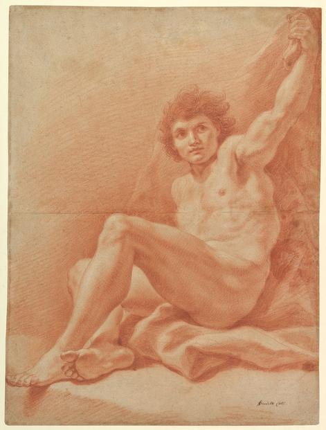Benedetto Luti--Seated Nude Male Figure (recto); Seated Figure (verso)