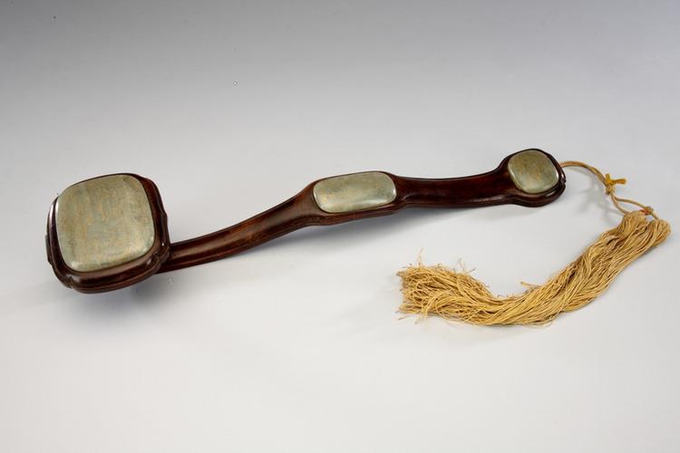 紫檀柄青玉竹林七贤三镶如意