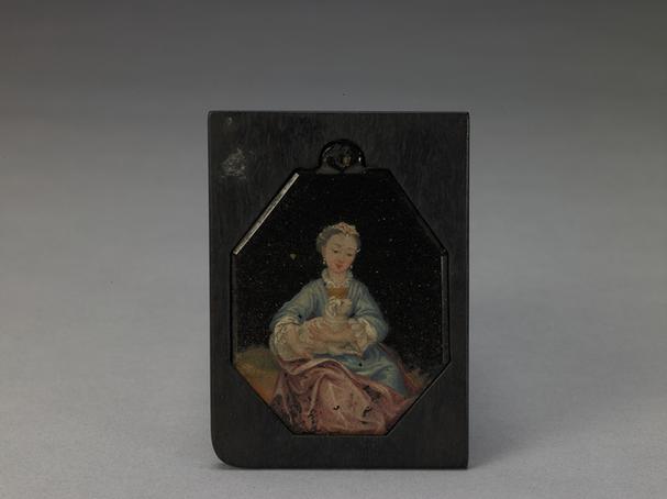 金星玻璃胎画珐琅西洋女子图佩