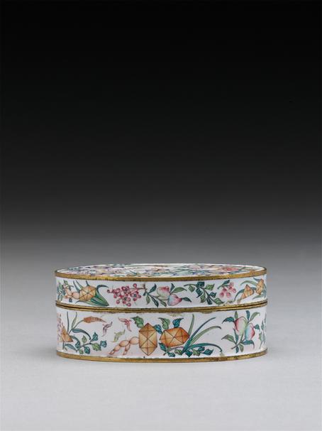 乾隆款画珐琅花卉纹椭圆盒