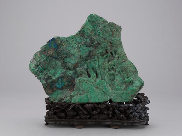 绿松石松下老人图山子