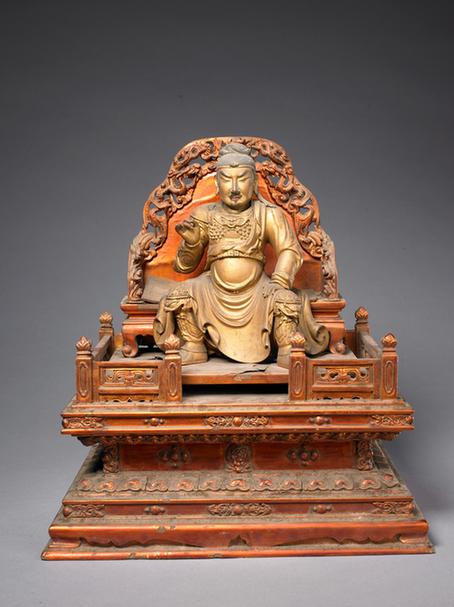 木雕金漆关羽坐像