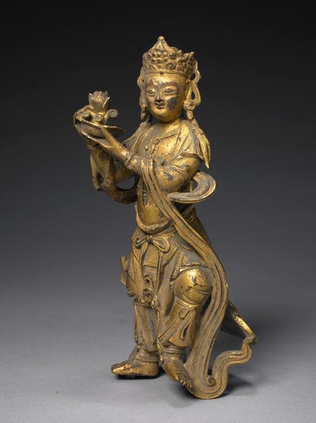 铜鎏金供养人像