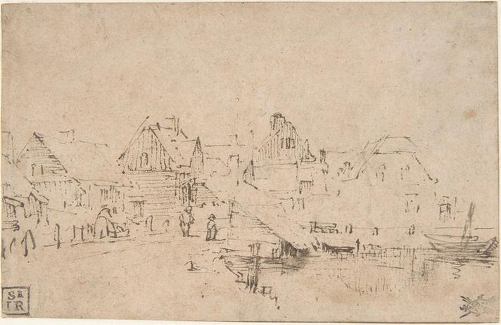Rembrandt--Houses by the Water