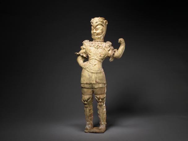 陶黄釉武士俑