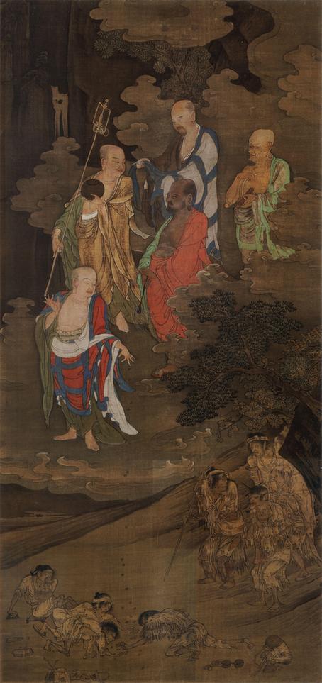 五百罗汉之施财贫者图