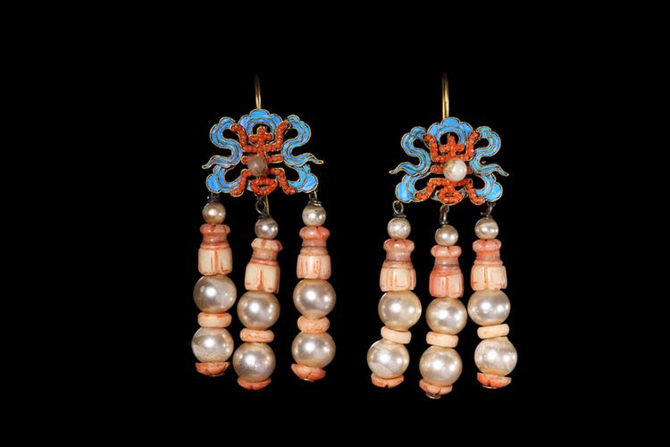 串珊瑚料珠耳坠