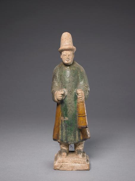 陶黄绿釉伎乐俑