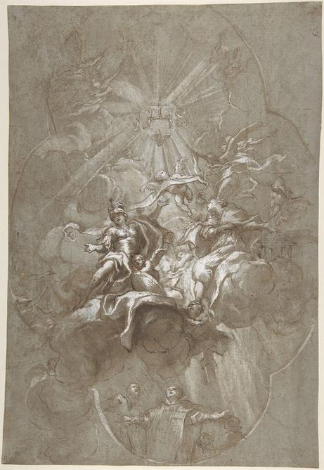 attributed to Lorenzo de' Ferrari--Ceiling Design with the Glorification