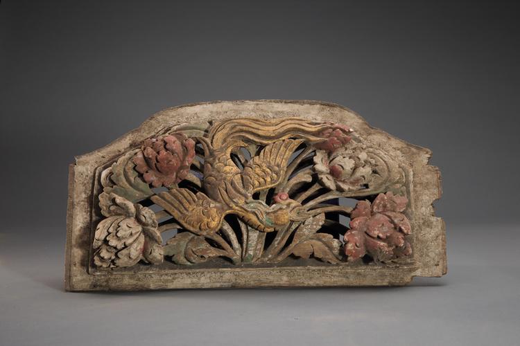 木雕彩绘镂空凤凰牡丹花卉建筑嵌件