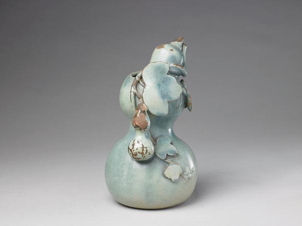 石湾窑灰蓝釉葫芦瓶