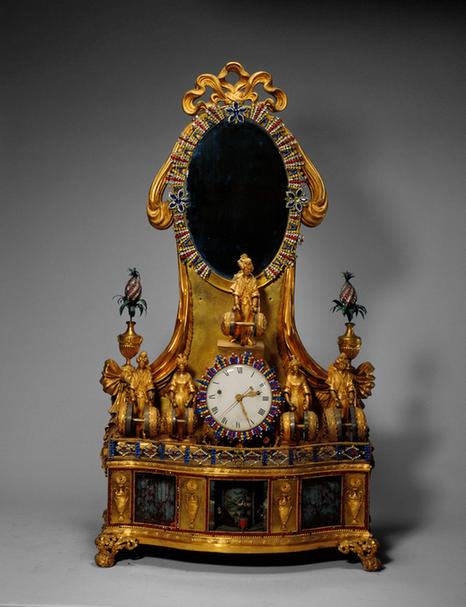 铜镀金镜面人打钟