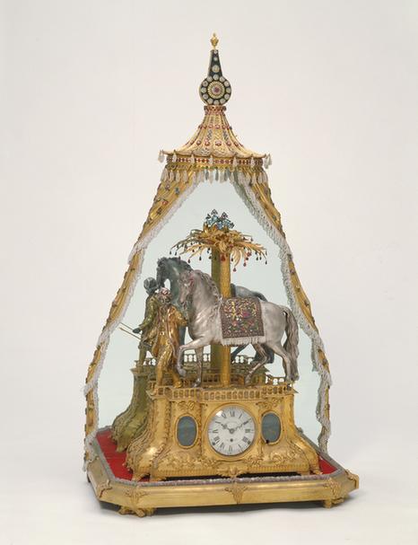 铜镀金骑士牵马钟