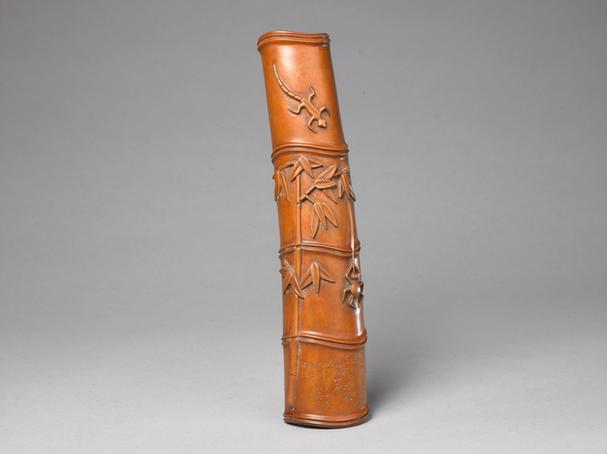 黄杨木雕竹节式臂搁